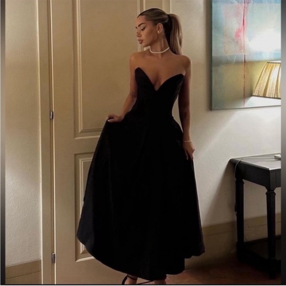 House of CB 'Lady' Black Strapless Midi Dress NWOT - Picture 3 of 17